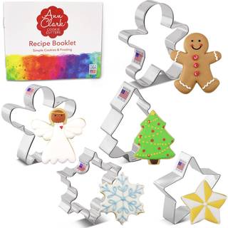 Jul og ferie cookie cutters 5-pc s?t lavet i USA af Ann Clark Gingerbread Man Christmas Tree Star Snowflake Angel