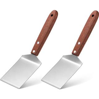 Newtay 2 stykker Lille brownie cookie spatel metal rustfrit stål spatel med træhåndtag tunge spatel til køkken madlavning kok bage skraber turner