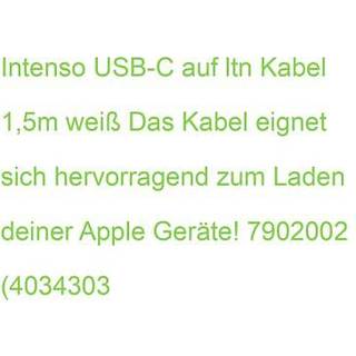 Intenso® USB-C 3.0 til Lightning lade- og datakabel, MFI, tekstil, hvid, 1,5m
