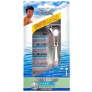 Wilkinson Sword Quattro Titanium Sensitive Barberkniv + erstatningshoveder 4 stk