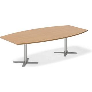 Konferencebord DNA, Bøg 2600x1200 mm bådformet, Alugrå understel