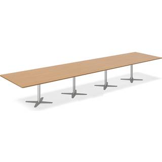 Konferencebord DNA, Bøg 5000x1200 mm rektangulært, Alugrå understel