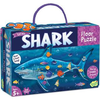 PEACEABLE KONGERIG SHINY SHARK GULV PUZZLE - 53 -PIECE GIANT GULV PUZZLE FOR B?RNE 5 & UP - FUN -formede puslespil - Fantastisk til klassev?relse