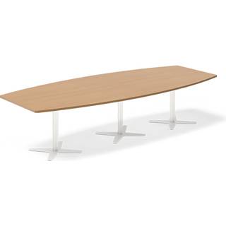 Konferencebord DNA, Bøg 3200x1200 mm bådformet, Hvid understel