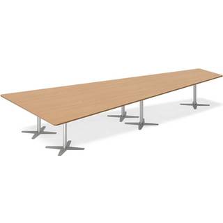 Konferencebord DNA, Bøg 5000x2365 mm trapezformet, Alugrå understel
