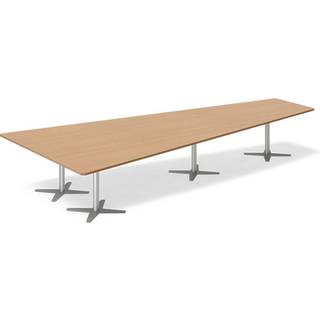Konferencebord DNA, Bøg 4400x2175 mm trapezformet, Alugrå understel