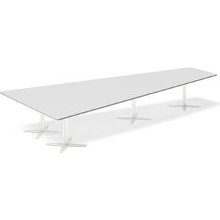 Konferencebord DNA, Lysgrå 4400x2175 mm trapezformet, Hvid understel