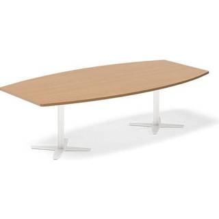 Konferencebord DNA, Bøg 2600x1200 mm bådformet, Hvid understel