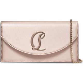 Christian Louboutin Loubi54 Small leather-trimmed silk clutch - beige - One Size