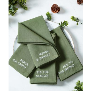 Elrene Home Fashions Joyful Holiday Sentiment broderede servietter sæt på 4 17 """" x17 """" fyrretræ