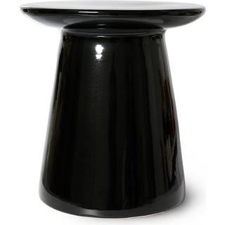 Rundt sidebord i stentøj med blank overflade