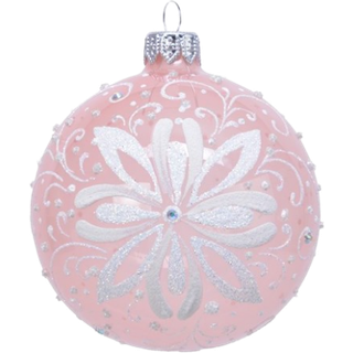 Decoris Julekugle Glas Blomst Pink