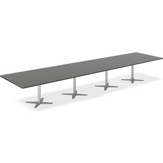 Konferencebord DNA, Antracit 5000x1200 mm rektangulært, Alugrå understel