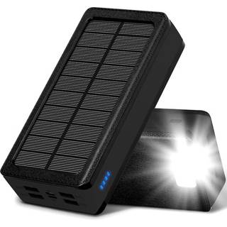 Psooo PS-400 Solcelle Powerbank - 4xUSB-A, 30000mAh - Rød