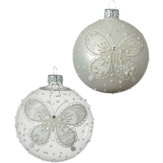 Decoris Glas Julekugle m. Sommerfugl