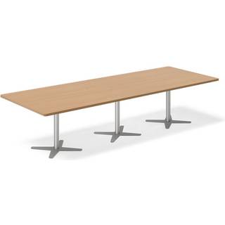 Konferencebord DNA, Bøg 3200x1200 mm rektangulært, Alugrå understel