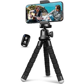 Aureday telefonstativ Fleksibelt stativ til iPhone og Android -mobiltelefon b?rbart lille stativ med tr?dl?s fjernbetjening og klip til videoopta