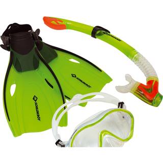 Schildkröt Fun Sports Junior Schnorchel Set Bermuda Strandlegetøj størrelse S/M - 27-32 farve green/orange