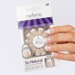 Nailene s? naturlige korte kunstige negle beige fuzzy - falske neglekit med 28 negle (12 st?rrelser) & neglelim inkluderet - designet til komfort