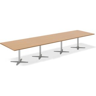 Konferencebord DNA, Bøg 4400x1200 mm rektangulært, Alugrå understel
