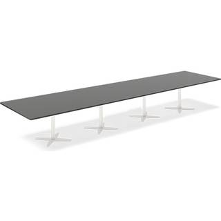 Konferencebord DNA, Antracit 5000x1200 mm rektangulært, Hvid understel