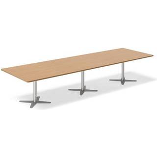 Office konferencebord rektangulært 380x120cm bøg med alugråt stel