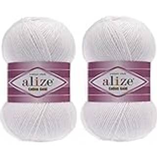 Alize Cotton Gold Yarn 55% Bomull 45% Akrylgarn virkning Handstickning Konst Lot med 2 SKEINS 200GR 722yds (55-vita)