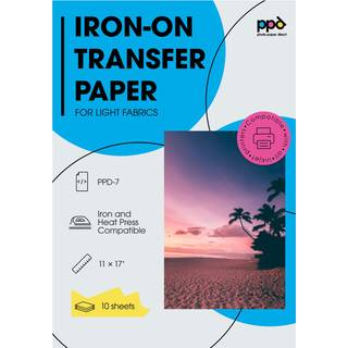 PPD Inkjet Premium Iron-On Light T Shirt Transfer Paper 11 X 17 Pack med 10 ark (PPD007-10)