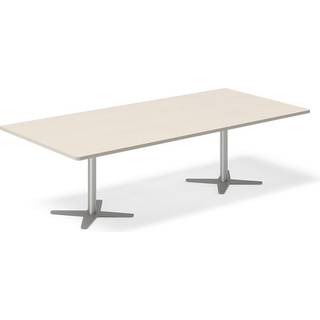 Konferencebord DNA, Birk 2600x1200 mm rektangulært, Alugrå understel
