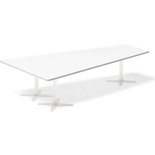 Konferencebord DNA, Hvid 3200x1800 mm trapezformet, Hvid understel