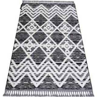 Tæppe MAROC P642 RomaZigzag grå / hvid kvaster berberi Marokkansk shaggy 120x170 cm
