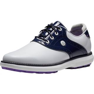 FootJoy Traditions Vandtætte Dame Golfsko Uden Spikes - White/Navy/Purple - Str. 38 1/2 Normal