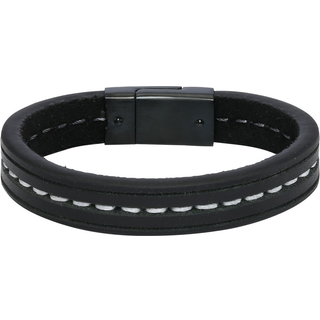 LÆDER ARMBÅND SORT STÅL LÅS