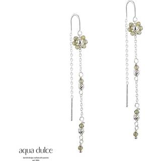 DAISY OLIVE, Øretråde i sterling sølv med oliven blomster & twisted sølv kugler.