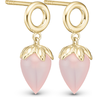 Pink Chalcedony Ørestikker - Blankpoleret Forgyldt Sterling Sølv m. 1 Kalcedon - Christina