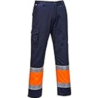 Hi-vis 2 farvet bukser m/lårlomme - Gul/Marine (Størrelse: L)