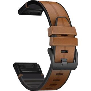 Universal Garmin 22mm QuickFit Læder & Silikone Rem - Lysebrun