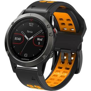 Garmin Universal Dobbelt-hullet Silikone Rem (26mm QuickFit) - Sort / Orange