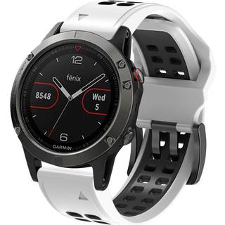 Garmin Universal Dobbelt-hullet Silikone Rem (26mm QuickFit) - Hvid / Sort