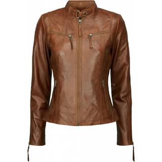 BTF CPH Lammeskinds Biker Jakke, Dark Cognac-44