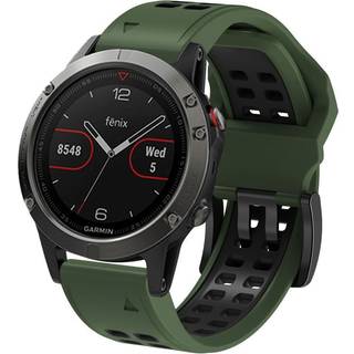 Garmin Universal Dobbelt-hullet Silikone Rem (26mm QuickFit) - Militær Grøn / Sort