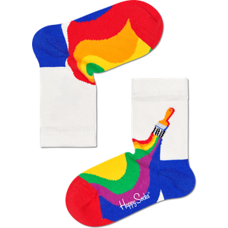 Organic Cotton Sock for Kids: Pride Color | Happy Socks - White, Red, Dark Purple, Green, Yellow, Orange - 0-12 Months