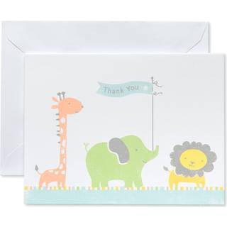 Amerikanske hilsener baby shower tak kort med konvolutter giraffelefant og l?ve (50-t?lling)