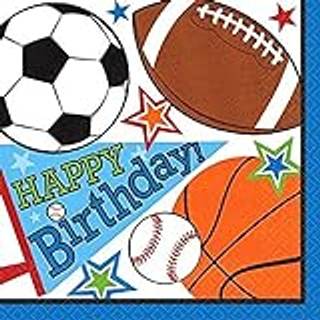 Sportsfest frokostpost servietter - 6,5 """" x 6,5 """" (16 t?lling) Premium papirservietter og flerfarvet design - Perfekt til temafester og begiven