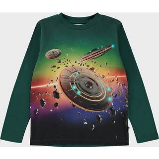 Molo GOTS Reif Langærmet T-shirt Rainbow Space 98 cm  Grøn  98 cm  mand