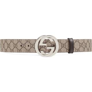 Gucci - 4cm Leather-Trimmed Monogrammed Coated-Canvas Belt - Men - Brown - EU 85