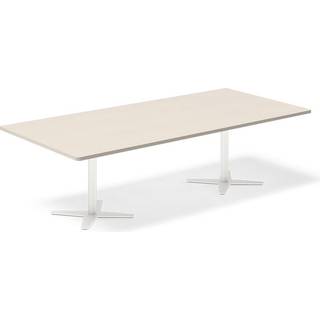 Konferencebord DNA, Birk 2600x1200 mm rektangulært, Hvid understel