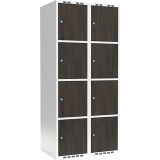 Garderobeskab 2x400 mm Lige tag 4-delt søjle Laminat dør Nocturne wood Cylinderlås