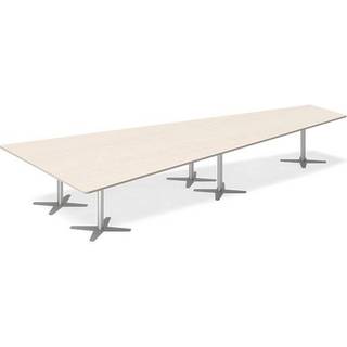 Konferencebord DNA, Birk 5000x2365 mm trapezformet, Alugrå understel