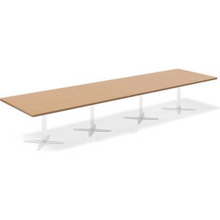 Konferencebord DNA, Bøg 4400x1200 mm rektangulært, Hvid understel